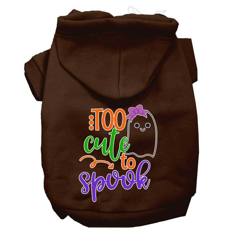 Too Cute to Spook-Girly Ghost Screen Print Dog Hoodie Brown XXL